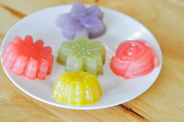 sweetmeat or Thai sweetmeat , steamed layer cake or Thai dessert