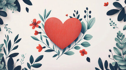 vibrant heart illustration surrounded by colorful flowers and leaves