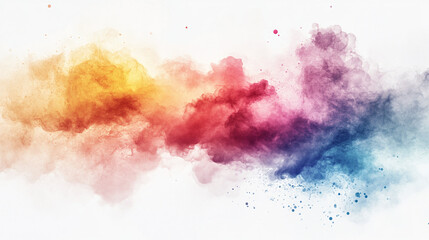 Fototapeta premium An ethereal image of clouds appearing as watercolor splashes in various colors, set against a light background, ideal for artistic and calming visuals