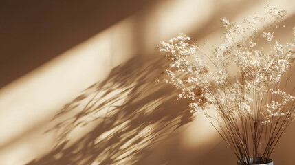 Scenery of a room with sepia colored flowers