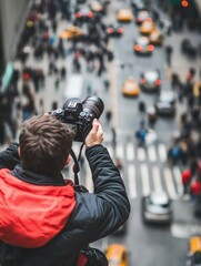 Capturing the City's Pulse, A Photographer's View from Above, Focusing on the Urban Chaos with...