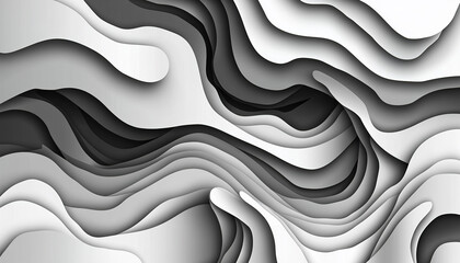 Modern Abstract Geometric Background: Black, White, and Silver 3D Shapes with Shadows. Minimalist Metallic Design for Wide Banners and Panoramas. AI-Generated Tech-Inspired Pattern with Brushed Matte 