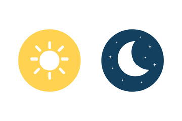 Day and night glyph icon set. Sun and moon sign. Natural, cycle, contrast, season concepts. Flat modern vector design isolated illustration.