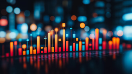 A colorful chart with red, orange, and blue bars