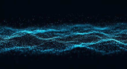 Digital wave, data visualization, blue particles, futuristic technology, abstract network, flowing