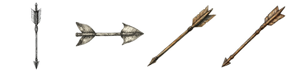 Hand Drawn Cut Out Arrows with Double Tips for Artistic Illustrations and Design Projects