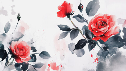 Elegant wedding invitation card background vector. Minimal hand painted watercolor botanical flowers texture template background. Design for wedding, vip cover, poster, rsvp moderncard.Valentine's Day