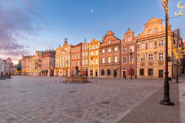 Naklejka premium Old Market Square at dawn, Poznan, Poland