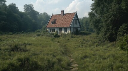 Fototapeta premium Abandoned House in Overgrown Landscape