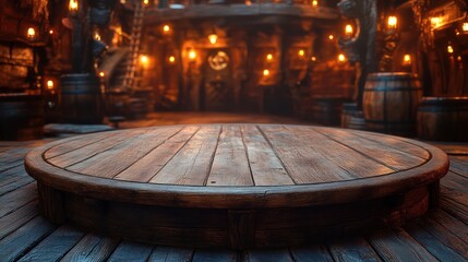 Fototapeta premium Rustic Wooden Table in a Tavern Setting