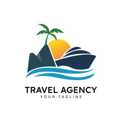 Naklejka premium Travel Agency Vector Illustration Logo Design Template