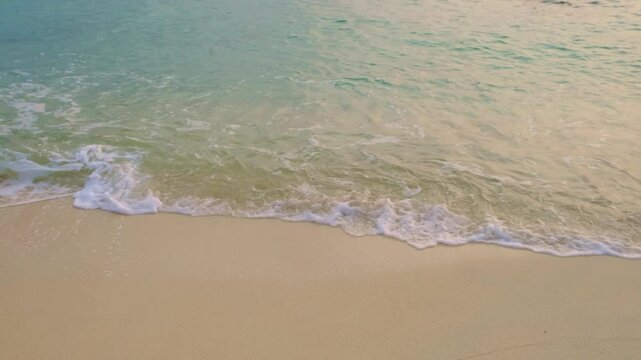 Nature of the beach and sea Summer with sunshine, sandy beaches, clear blue waters sparkling against the blue sky. On an island with good ecology and environment Background for summer vacation