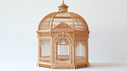 Intricate Birdcage Design on Plain White Background
