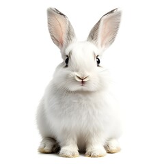 Fototapeta premium Cute white bunny rabbit, studio shot, isolated background, Easter pet.