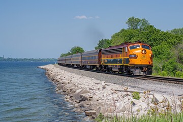 Obraz premium A classic train chugging along a scenic route