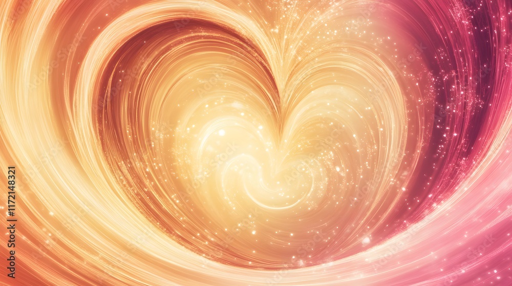 Wall mural a dreamy gold and pink heart swirl background with empty space for text in the center