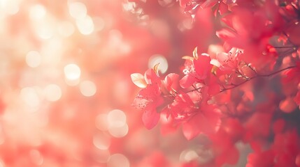 Fototapeta premium A romantic, soft-focus bokeh background in shades of red and pink, with space in the middle for text