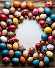 Fototapeta premium Easter eggs in this image are artistically designed for Easter.