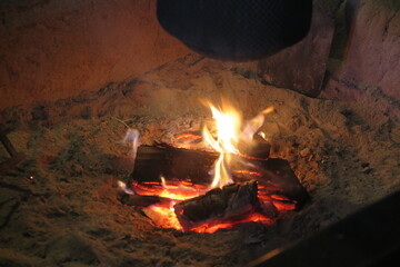 暖炉の薪が燃える火の風景1