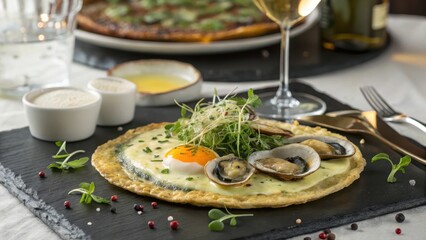 Luxurious Oyster Omelette Served with Grilled Oysters