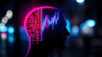 Fototapeta premium Neon Mind: AI, Data, and the Future of Thought