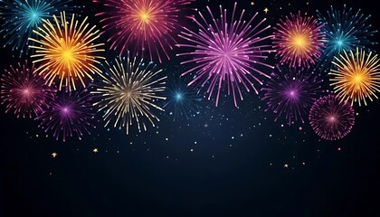 Colorful Fireworks Display Against Night Sky