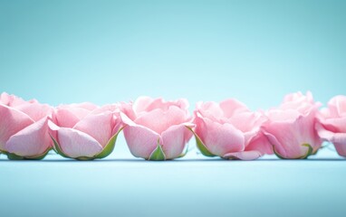 A beautifully arranged table displays numerous pink roses, symbolizing love and romance, perfect for celebrating Valentine's Day.