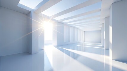 Minimalist white template featuring abstract sun shadow architecture photography.  Perfect for clean designs.