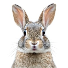 Obraz premium Cute bunny portrait, white background, Easter, pet.