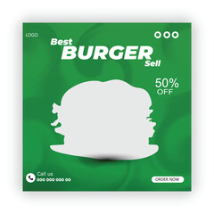 Burger social media promotion and  banner post design template