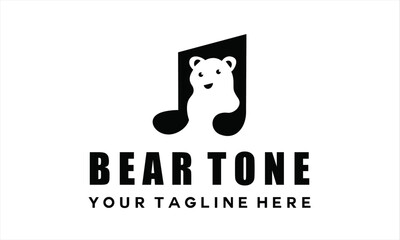 music logo combination with bear