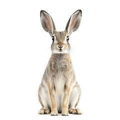 Jackrabbit sitting, isolated, white background, Easter.