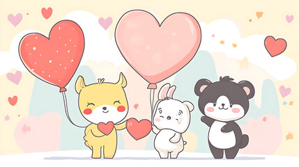 Valentine's card featuring fun, hand-drawn heart doodles in pastel tones and playful handwritten text 