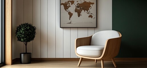 Modern Interior Design: Cozy Reading Nook with World Map