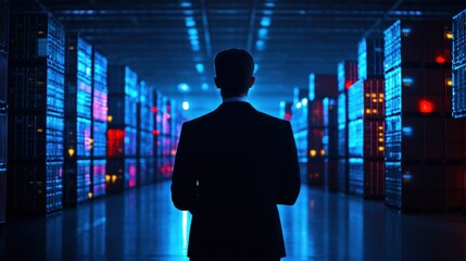 Data center operations server room technology infrastructure high-tech environment professional viewpoint digital security concepts