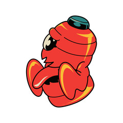 lantern cartoon is sticking out his red tongue