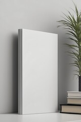 Plain Hardcover Book Mockup With A Customizable Dust Jacket, Placed Upright On A Clean White Shelf