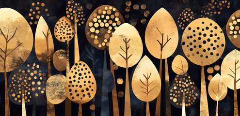 Golden Abstract Trees in a Dark Forest