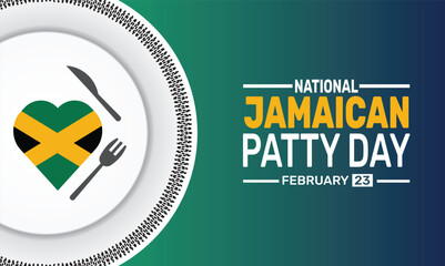 February is National Jamaican Patty Day background template. Perfect for banners, cards, posters, and social media .
Vector design with text inscription and classic color for a professional look