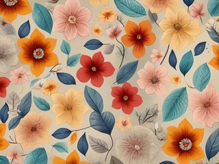 seamless pattern with flowers,Ai generated 