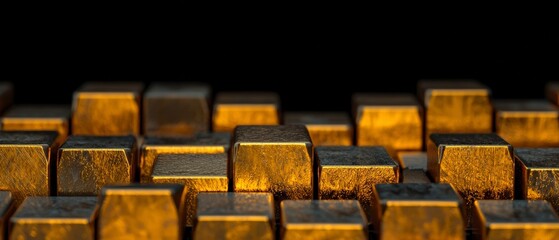 Fototapeta premium Golden Cubes Abstract Wealth Luxury Texture Financial Background Precious Metal Blocks