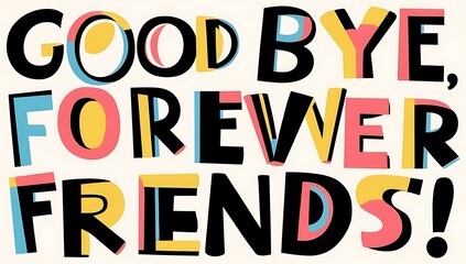 Goodbye Forever Friends Colorful Text Art