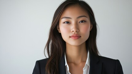 Portrait of a young Asian businessman in formal wear, exuding confidence and professionalism against an isolated background.