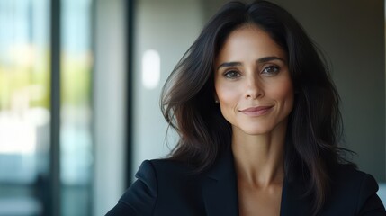 Fototapeta premium Confident Business Woman in Modern Office Setting