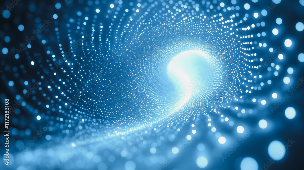 Canvas Prints digital vortex: abstract swirling blue light tunnel of particles. futuristic technology, data stream