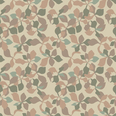 Japanese Overlap Flower Leaf Vector Seamless Pattern