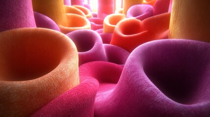 Obraz premium Soft and Colorful Abstract Background Featuring Wavy Patterns and Textures in Shades of Pink, Orange, and Purple for Creative and Artistic Projects