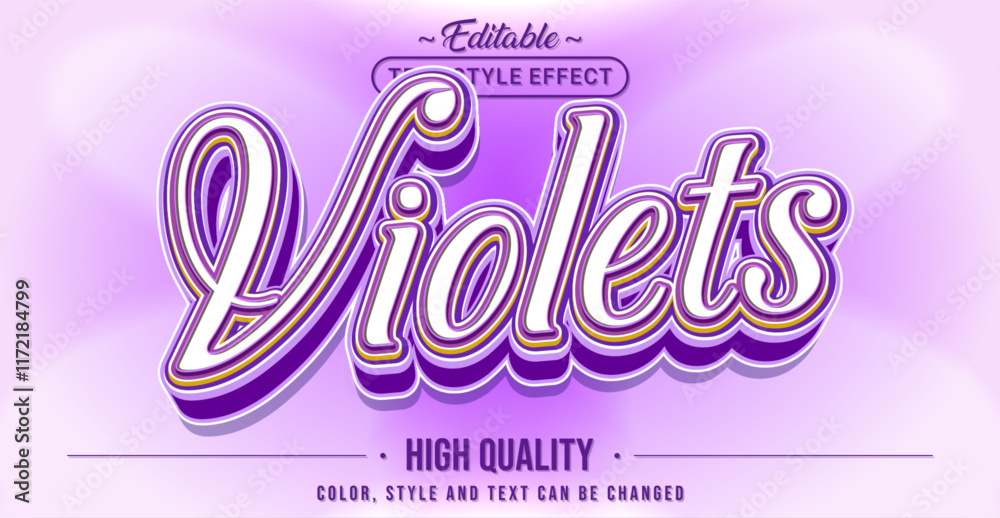 Poster Editable text style effect - Violets text style theme.