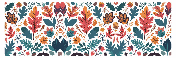 Colorful Autumn Leaves Pattern Vector Illustration Isolated on White Background for wallpaper, wrapping paper, pattern filling, textile, autumn greeting card