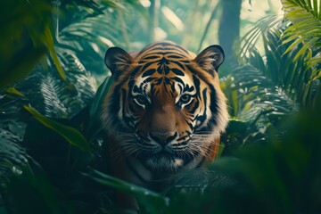 Majestic Tiger in Lush Natural Habitat